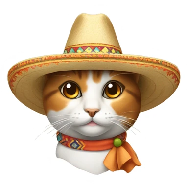calico cat with a sombrero  sticker
