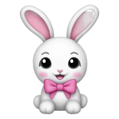a bunny plushie with two pink bows on her ears sticker