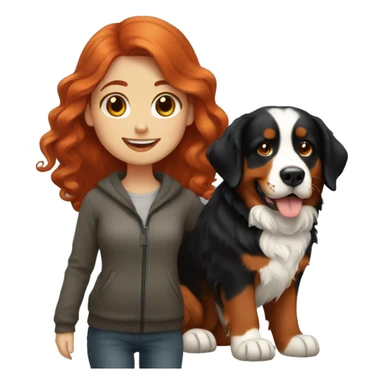 redhead girl with bernese mountain dog sticker