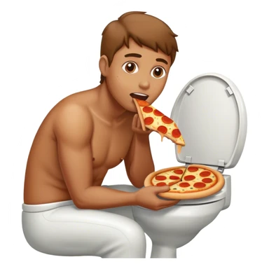 A man inside a toilet eating pizza sticker