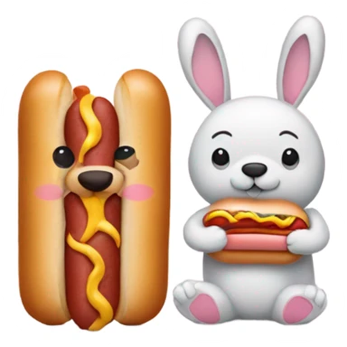 A bunny and a bear with a hot dog   sticker