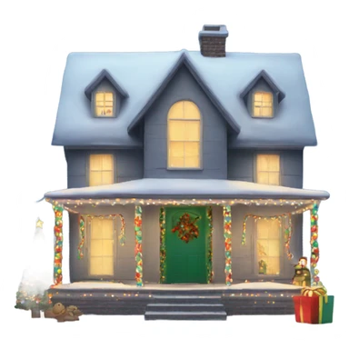 House decorated with christmas lights sticker