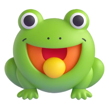 3D smiley emoji, round shape, lucky frog, lucky face sticker