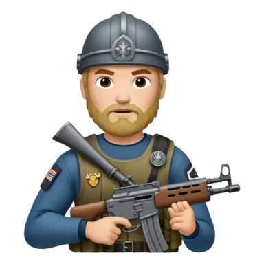 Viking in seal team 6 outfit with a military rifle sticker