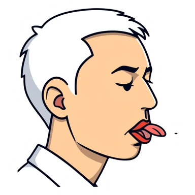 profile view of a man sticking his tongue out sticker