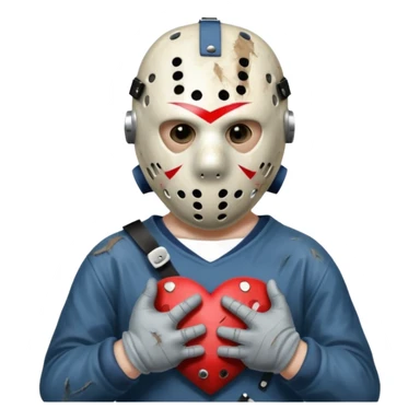 Jason Voorhees, looking cute, making a heart with his hands sticker