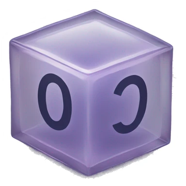 Create an emoji of a transparent cube-shaped object with showing number 0 and 1 inside the cube sticker