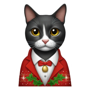 Gato negro con traje de navidad sticker