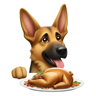 German Shepherd  eating turkey sticker