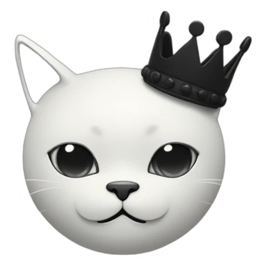 chat noir et blanc avec une couronne sticker