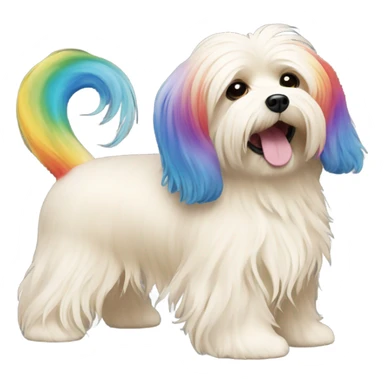 Cream colored havanese with RAINBOW TAIL (NOT RAINBOW EARS) sticker