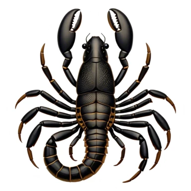 Cinematic Cute Emperor Scorpion Portrait Emoji, Head tilted playfully and inquisitively, with a compact, rugged build and a sleek, dark exoskeleton highlighted by delicate, intricate patterns and round, sparkling eyes full of curious defiance, Simplified yet irresistibly adorable features, highly detailed, glowing with a warm, friendly glow, high shine, affectionate and quirky, stylized with a touch of desert whimsy, soft glowing outline, capturing the essence of a mischievous yet endearing scorpion that feels like it could pinch its way out of the screen into your arms! sticker