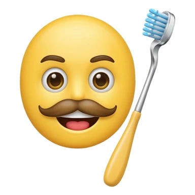 emoji face with a toothbrush moustache sticker