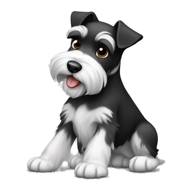 Mini schnauzer black & white playing sticker