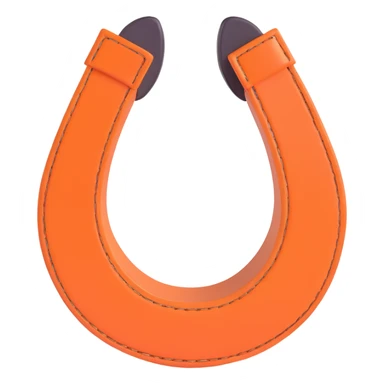 Hermès-style horseshoe, 3D, orange leather, luxury, elegant, no text sticker