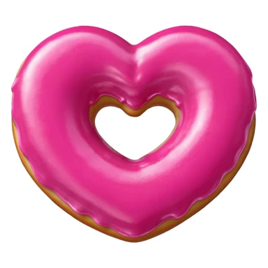 Realistic isolated heart shaped donut with Fuchsia color. sticker