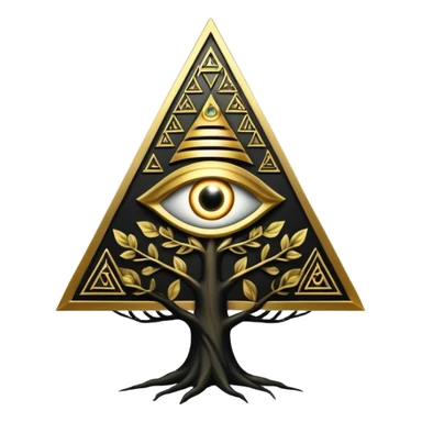 Annunaki tree from Garden of eden, that is actually a ancient tech antenna with illuminati all seeing eye in traingle symbol at the top sticker
