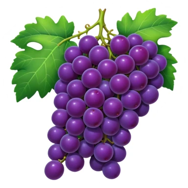 concord grape, cartoonish cluster of purple grapes with a leaf, vibrant and glossy sticker