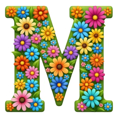 letter m made of flowers sticker