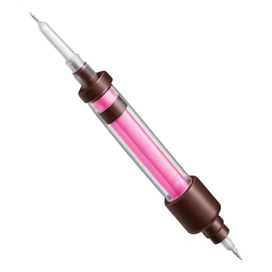pink and dark brown syringe sticker