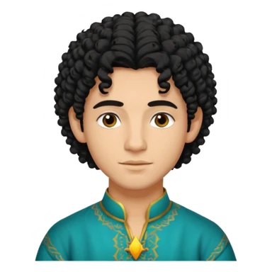 Young man with black curly hair cascade Haircut and light dark skin, moroccan / amazingh race sticker