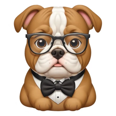 bulldog wearing glasses and a bow tie, English theme sticker