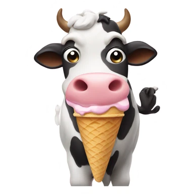 cow eating ice cream sticker