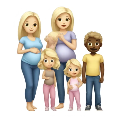 White family of 4, blonde pregnant mom, 2 toddler girls one blonde one brunette sticker