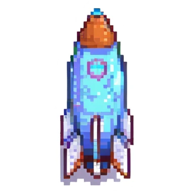 a rocket, pixel art style sticker