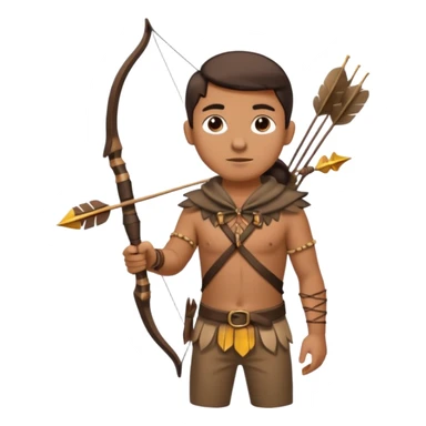 The classic hunter image with a bow and arrow on his back, dressed in brown with some animal made decorations sticker