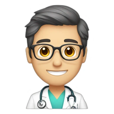 doctor, joven, cabello corto, rubio, con lentes, con titulo GRACIAS sticker