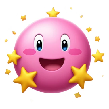 cute happy classic Kirby jumping on a star sticker