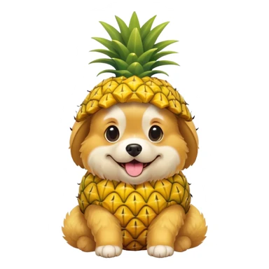 Dog wearing a pineapple costume sticker