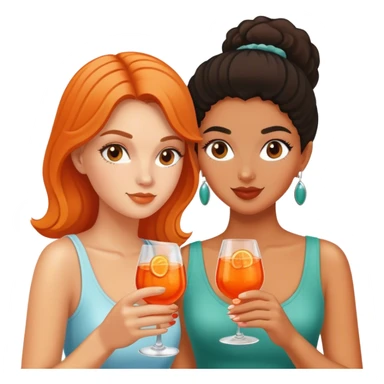 a white girl and a bi racial girl drinking aperol spritz sticker