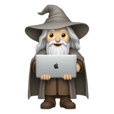 gandalf with a macbook sticker