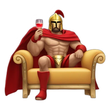 The Spartan Leonidas and his red cape with a cocktail in hand and his helmet under his arm relaxing on a sofa. sticker