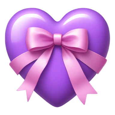 a violet heart wrapped by apink bow sticker