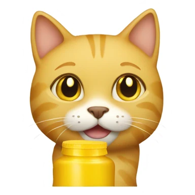 Yellow cat with mustard bottle sticker