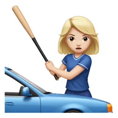 Girl hitting a car with a baseball bat angrily  sticker