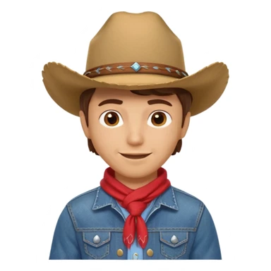 cute cowboy portrait, head and shoulders only, cowboy hat, bandana, western jacket, confident smile, 3D cartoon, mobile game icon style, clean background, no text, no watermark
 sticker
