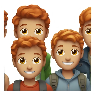 smiling redhead with boys outdoors sticker