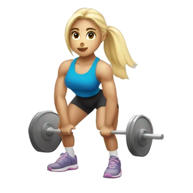 Blonde girl doing squats with barbell sticker
