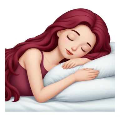 A beautiful, burgundy long haired girl sleeping in bed sticker