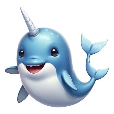 Cinematic Comical Narwhal Portrait Emoji, Head tilted dramatically with an exaggeratedly shocked expression, featuring a streamlined body with a prominently spiraled tusk and wide, comically expressive eyes brimming with disbelief, Simplified yet hilariously expressive features, highly detailed, glowing with a slightly sassy glow, high shine, dramatic yet playful, stylized with an air of quirky oceanic attitude, bright and endearing, soft glowing outline, capturing the essence of a meme-worthy narwhal that appears ready to side-eye its way into internet fame instantly! sticker