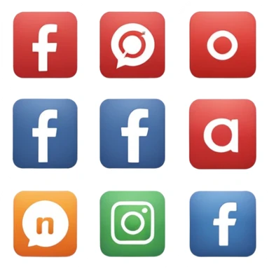 Socail media sauare emoji style icons 
Creat the quadrant with the logos of F.B, X, Trustpilot, Instagram, Youtube, Linkedineach icon is ther only ones, asme size, only icons of the social media that I mentioned only 6 icons sticker