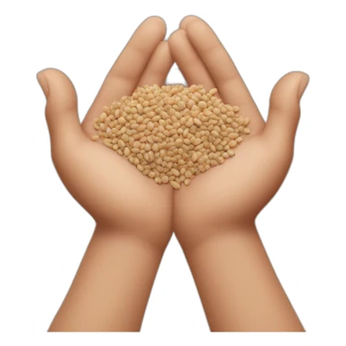 Two hands in palms hold out a handful of buckwheat kernels sticker