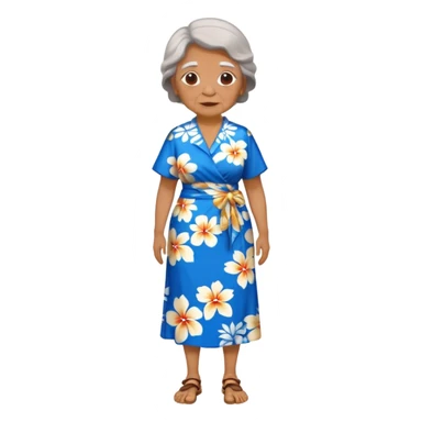 old woman blue  Hawaiian dress full body sticker