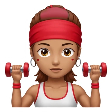 athlete with red headband, hold a mini dumbbell sticker