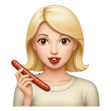 Elegant blonde woman eating Spanish sausage sticker