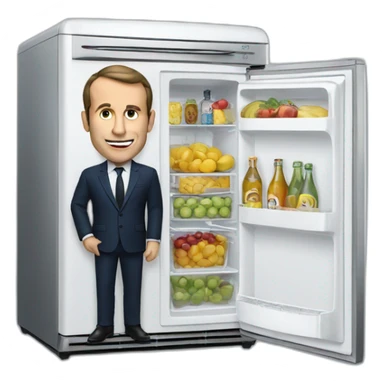Macron with a fridge sticker